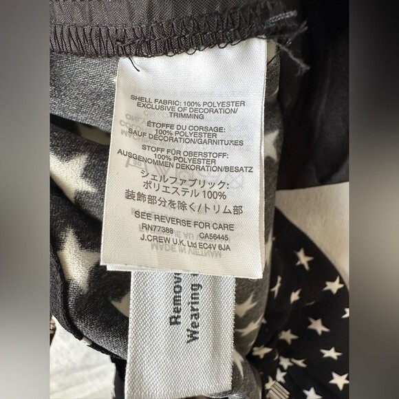 NWOT J. Crew Tie Waist Pull on Pant Star Printed Crepe Size O - Picture 9 of 9